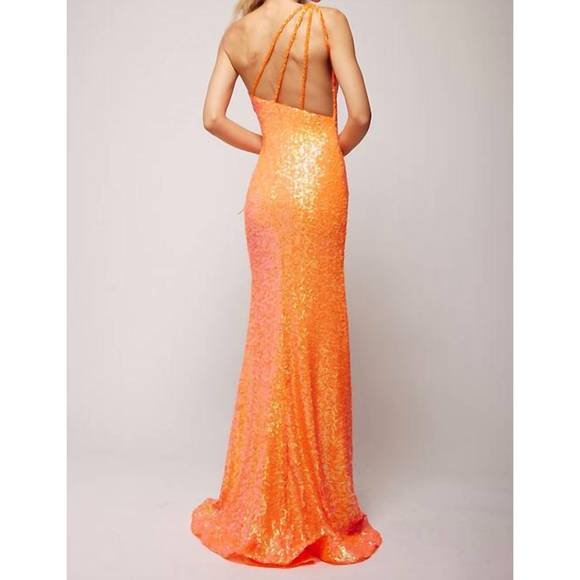 NEW VIENNA PROM sequin evening gown in orange - Picture 3 of 3